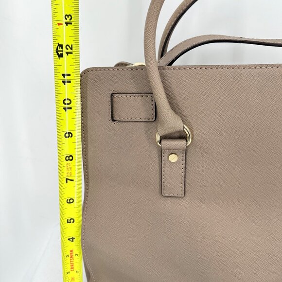 Michael Kors Taupe Saffiano Leather Satchel Hand/Shoulder Bag Large w/Gold Lock - Picture 11 of 15